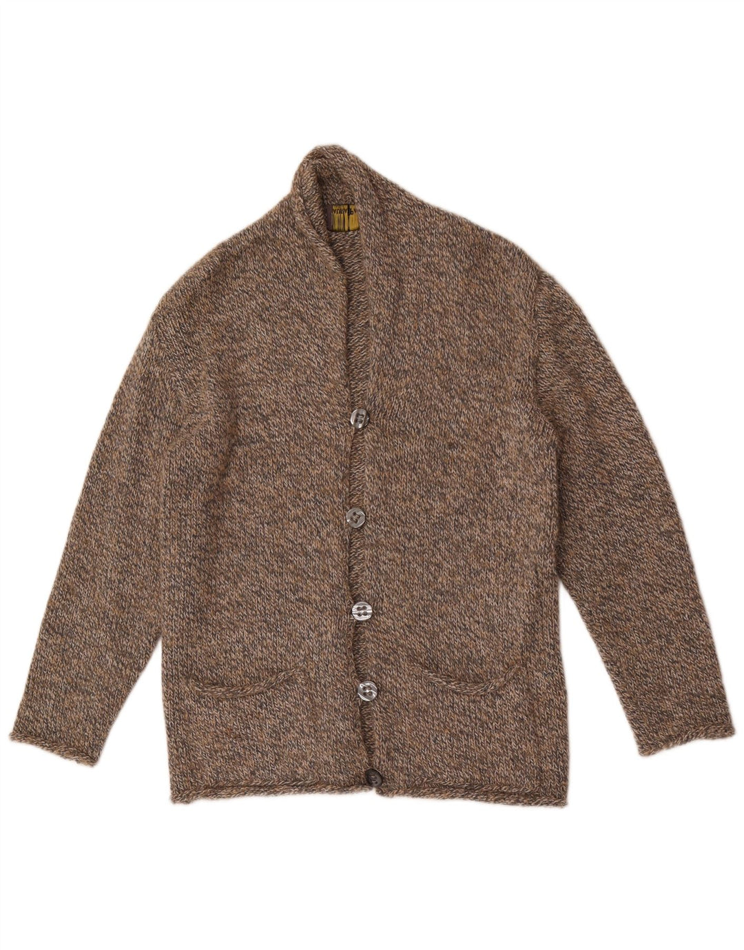 Laura Patrizia Pull Cardigan Homme Laine Mouchetée Marron Moyen