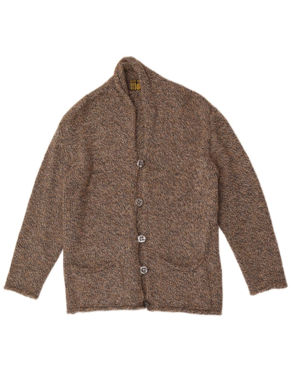 Laura Patrizia Pull Cardigan Homme Laine Mouchetée Marron Moyen
