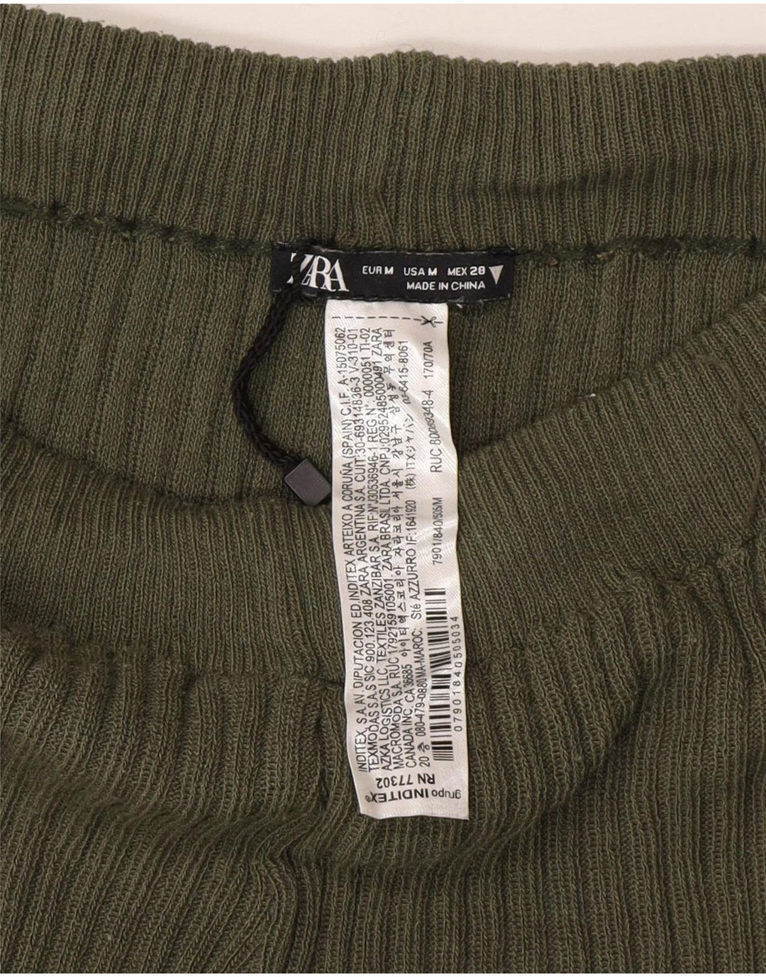 Zara Leggings évasés en tricot pour femme UK 12 Polyester vert moyen