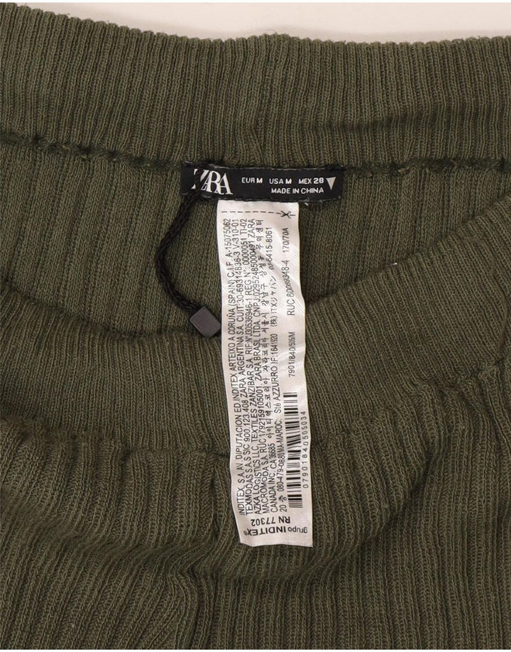 Zara Leggings évasés en tricot pour femme UK 12 Polyester vert moyen