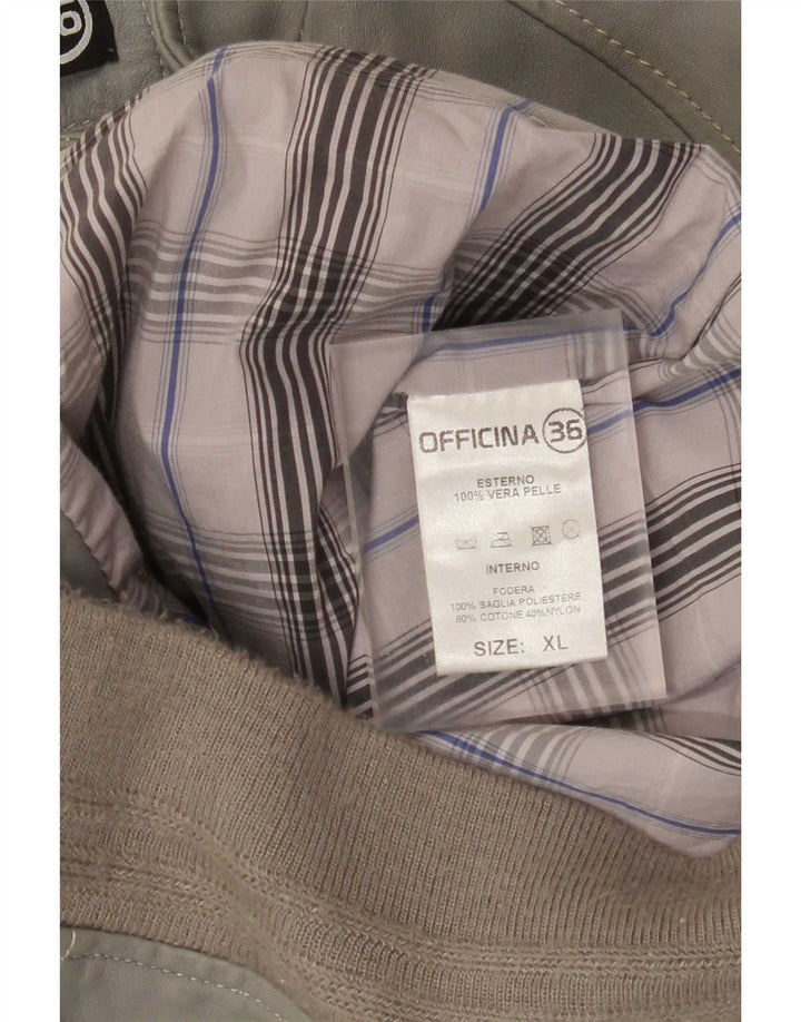 Officina 36 Veste en cuir bomber pour homme UK 42 XL Gris