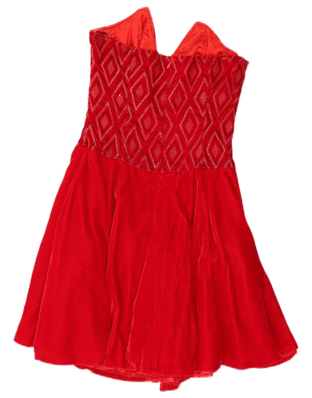 Roccobarocco Robe bustier femme IT 42 Argyle rouge moyen/viscose diamant