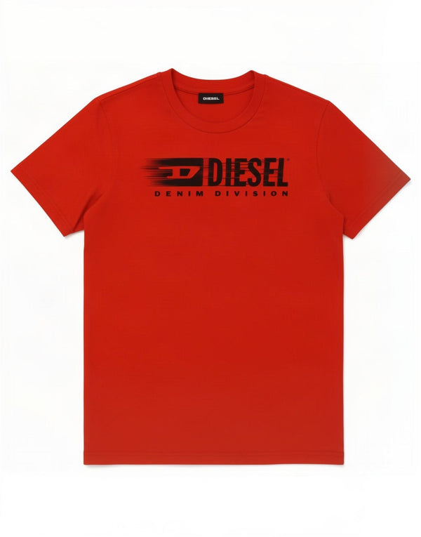 Diesel T-Shirt Graphique Garçon 9-10 Ans Rouge Coton