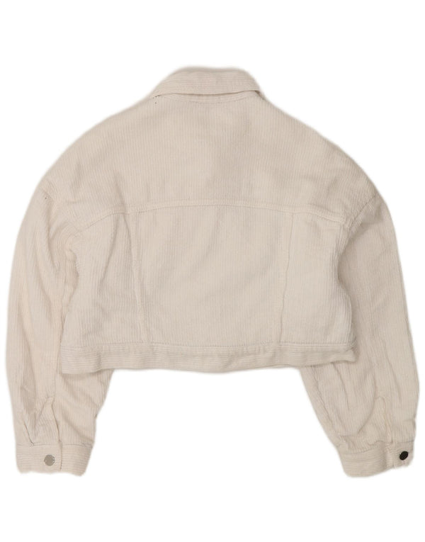 Zara Veste surdimensionnée en velours côtelé Sherpa pour femme UK 10 Petit coton blanc