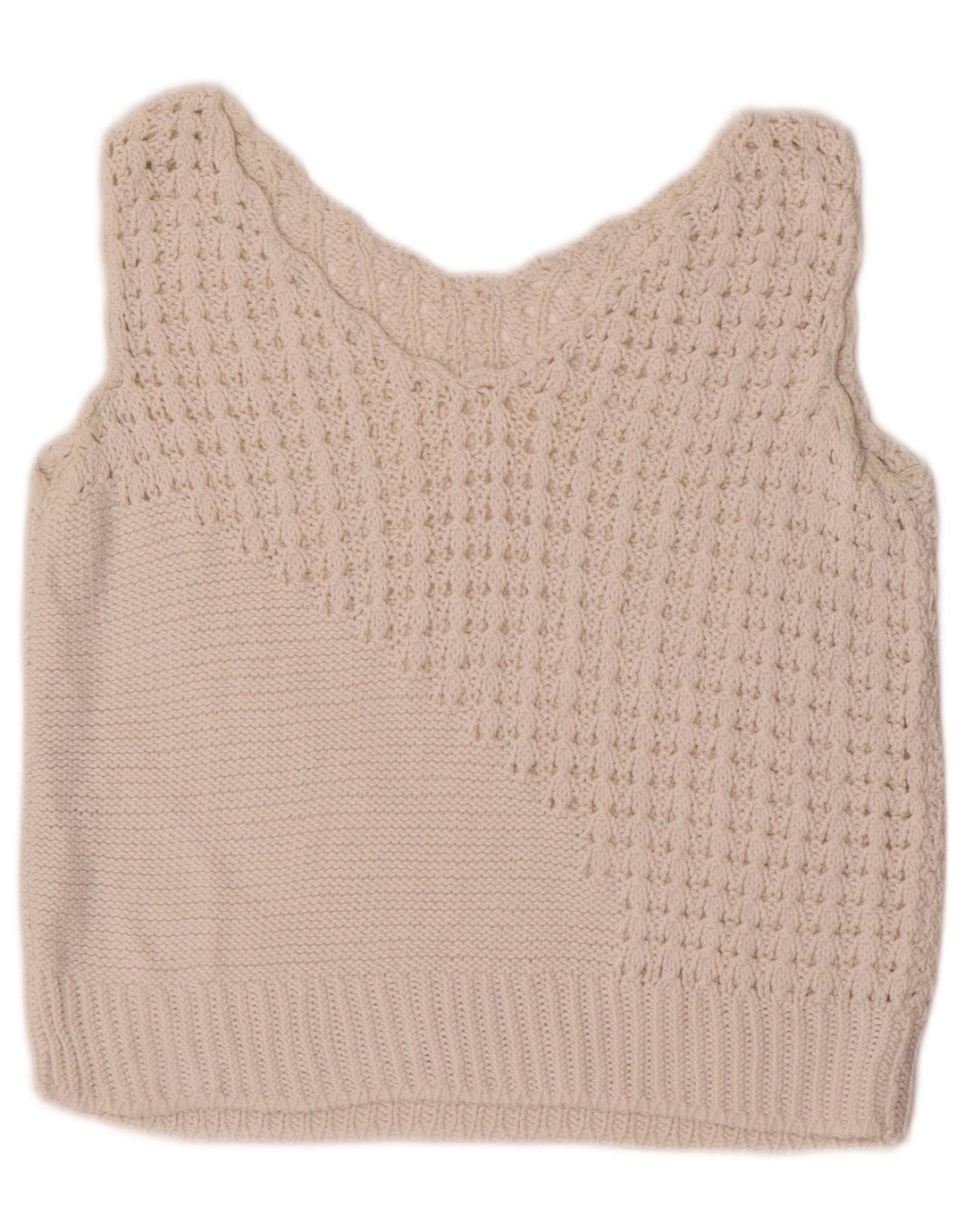 vintage Womens Crop Vest Débardeur UK 10 Petit Blanc