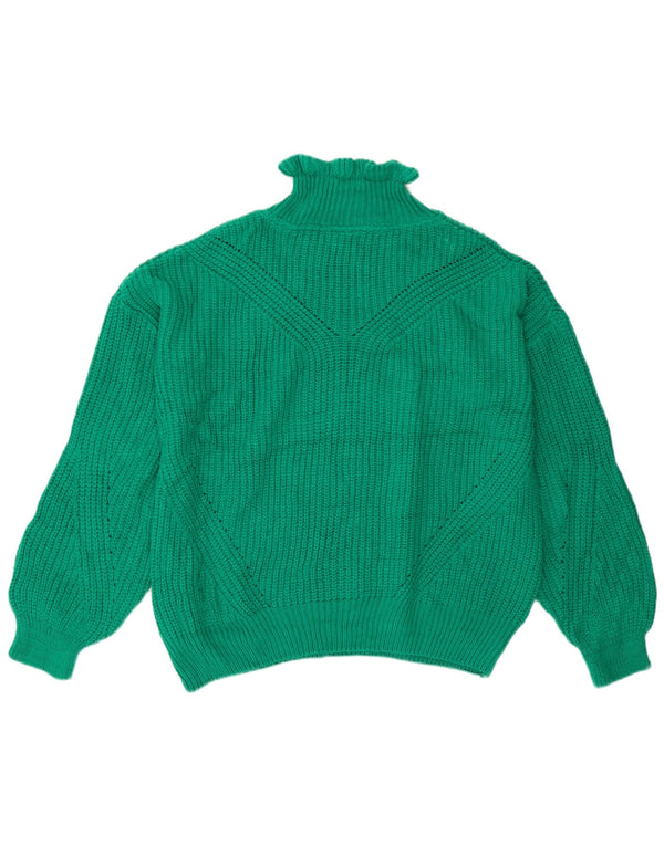 Topshop Pull surdimensionné à col roulé pour femme UK 6 XS Vert Acrylique