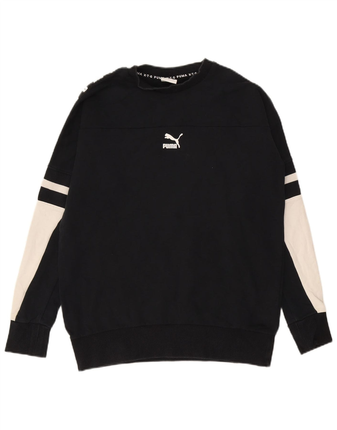 Puma Sweat-shirt graphique pour homme en coton color block Noir Taille S