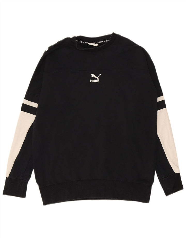 Puma Sweat-shirt graphique pour homme en coton color block Noir Taille S