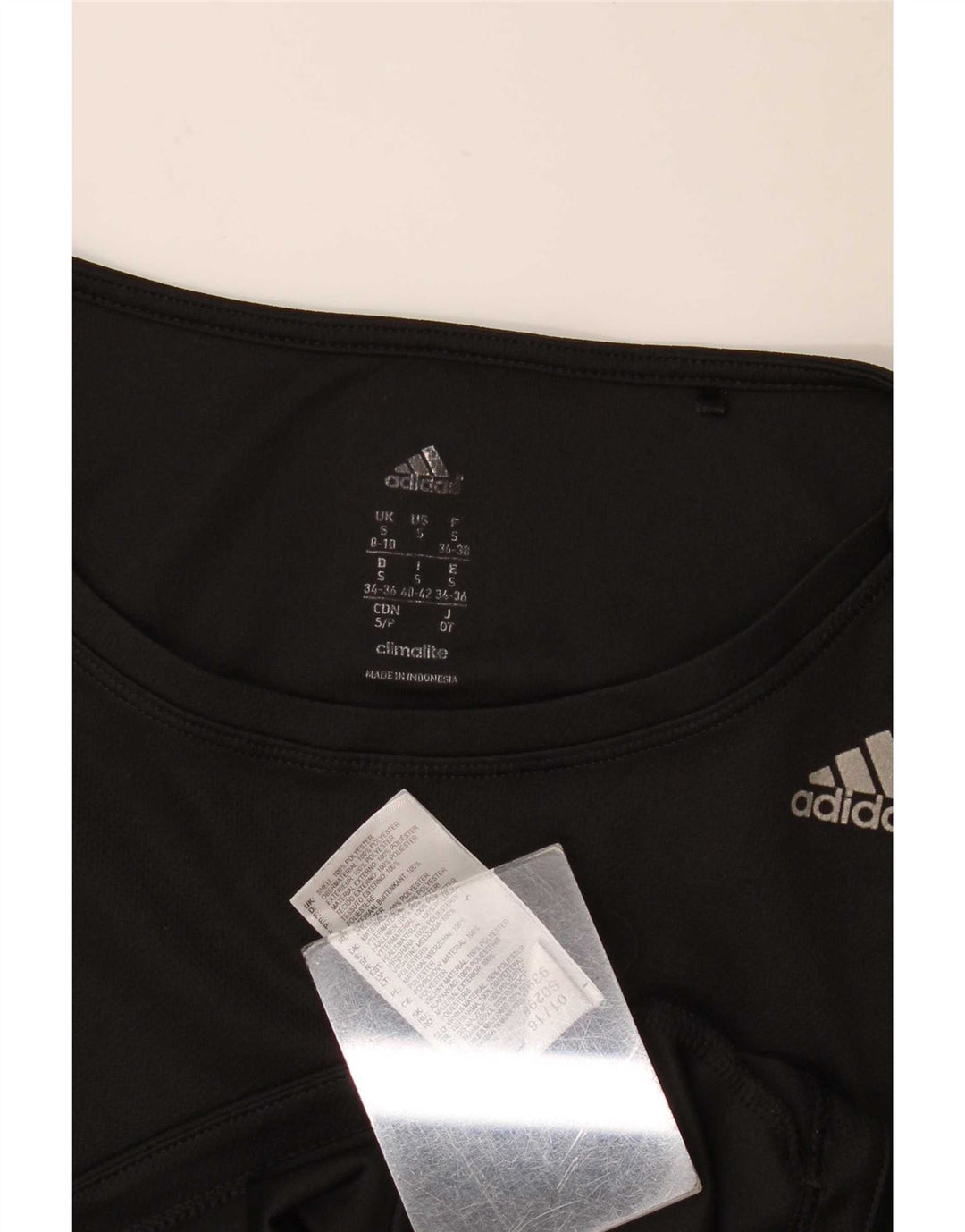 Adidas Climalite T-Shirt Top UK 8/10 Petit Noir Polyester