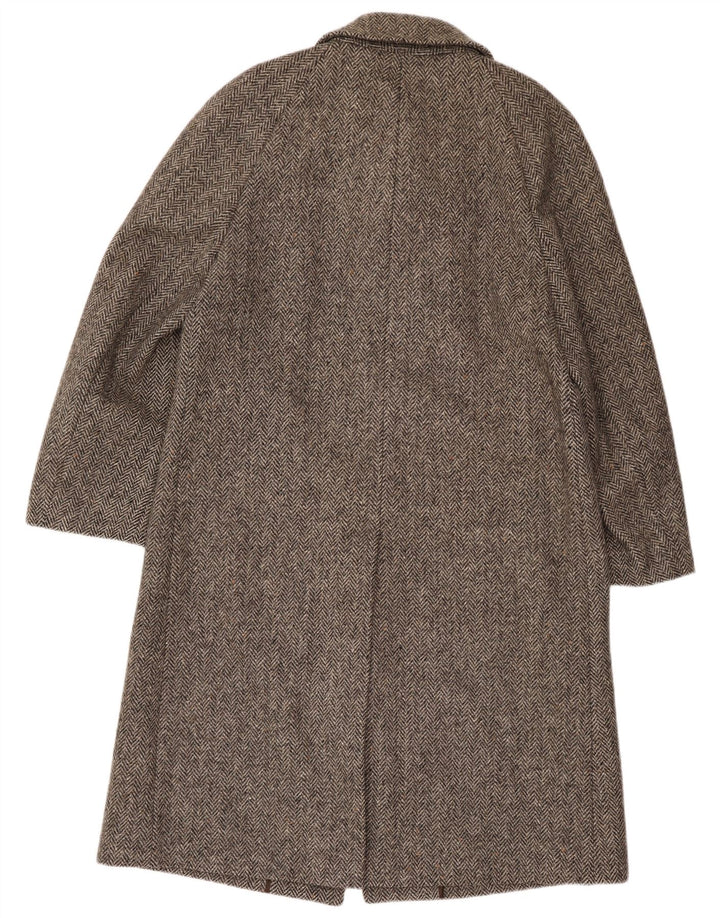 Crombie Manteau Homme UK 36 Petit Marron Chevrons Laine Nouvelle