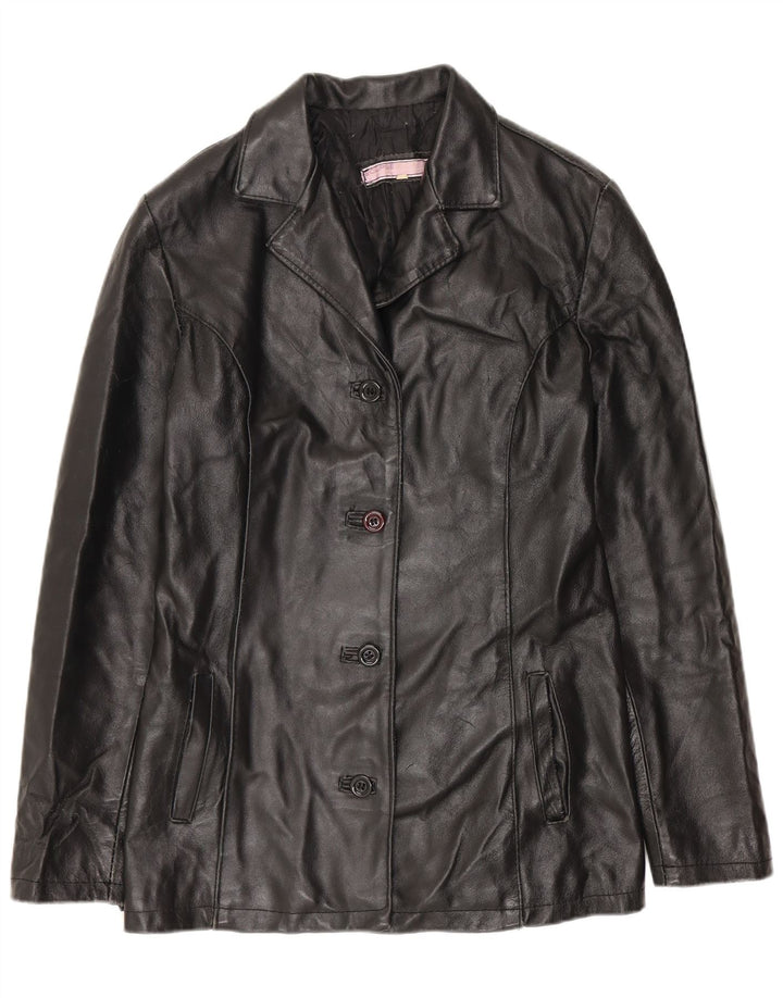 ECLIPSE Veste en cuir pour femme UK 10 Small Noir