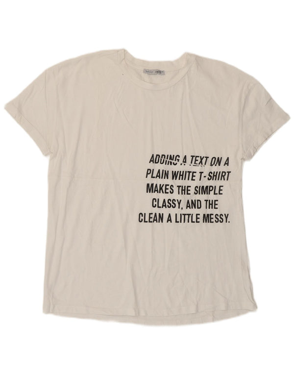 Zara T-shirt graphique pour femme UK 10 Small Blanc