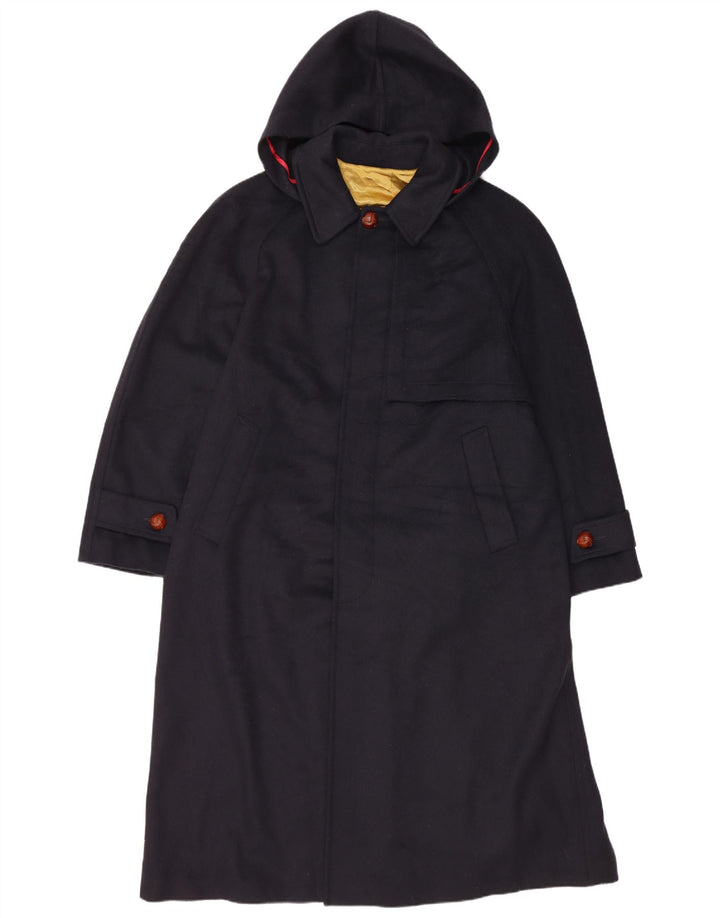 vintage Homme Manteau à capuche IT 48 Laine Bleu Marine Moyenne
