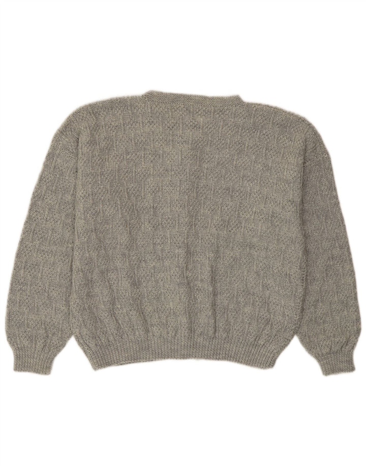 vintage Femme Cardigan Pull UK 14 Grand Gris