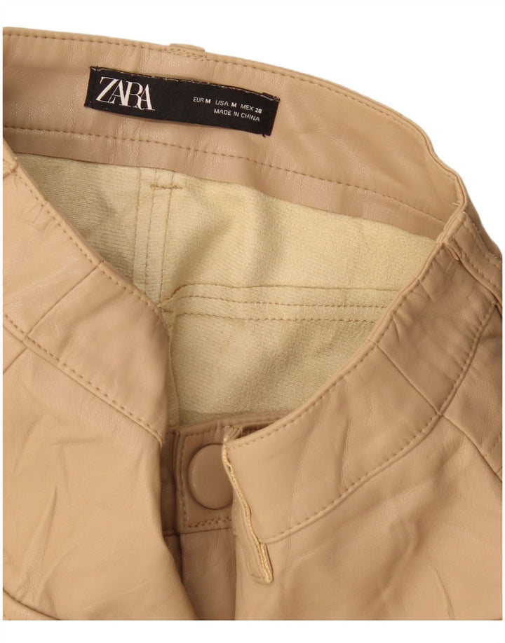Zara Femme Jupe En Simili Cuir Moyen W28 Beige