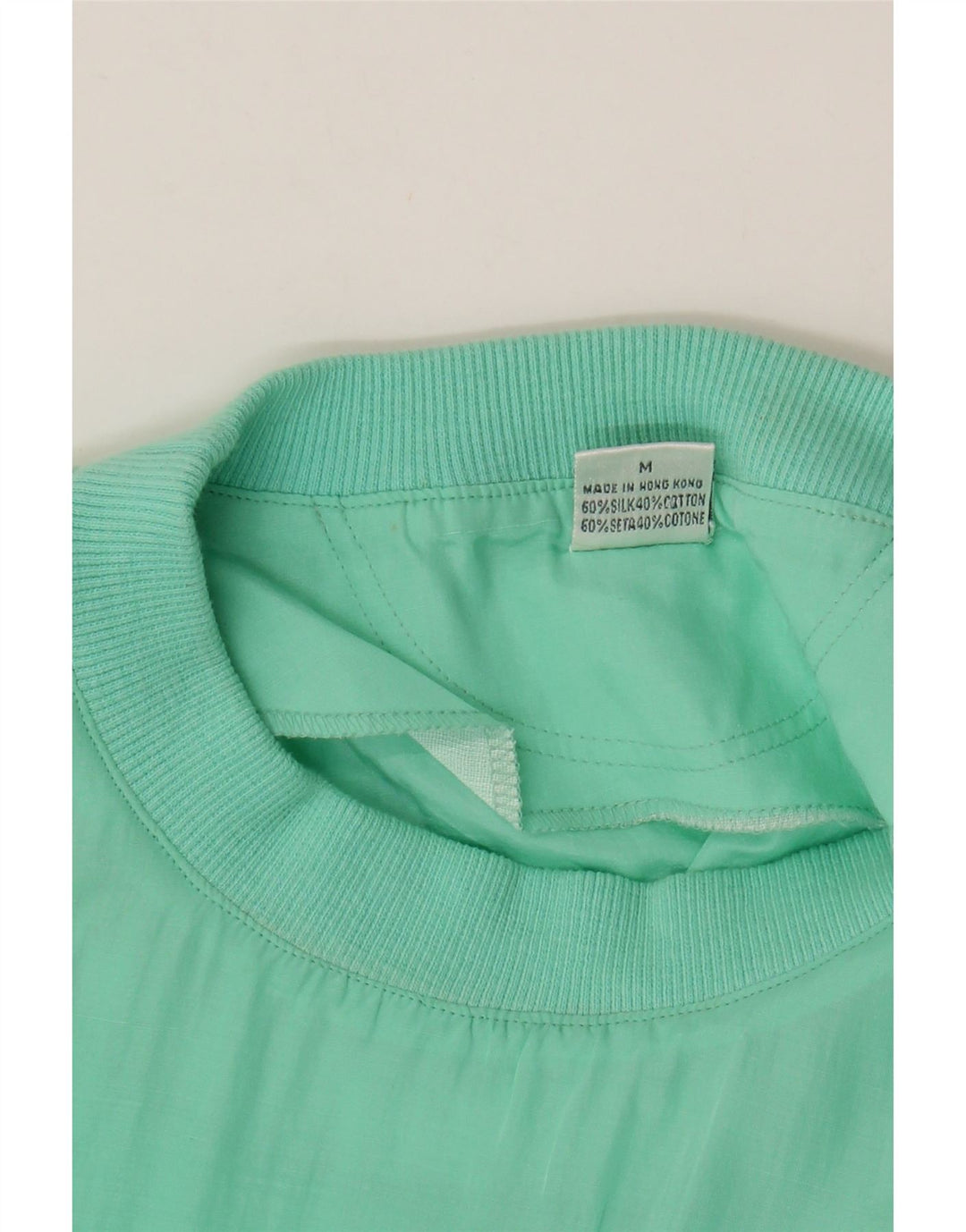 VINTAGE T-Shirt Homme Top Soie Turquoise Moyenne
