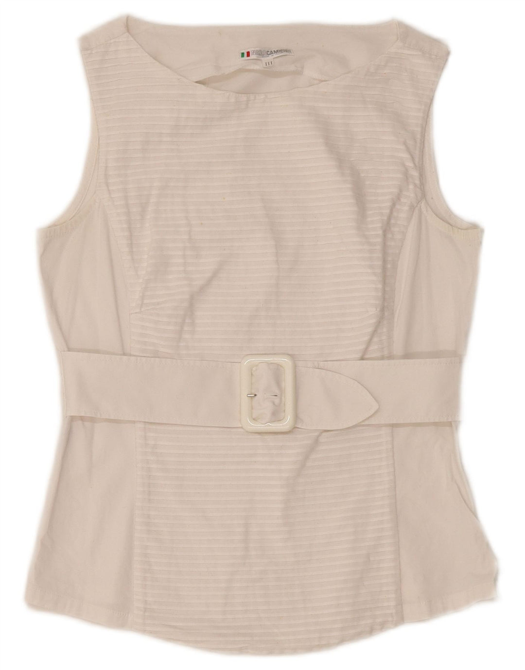 NARACAMICIE Chemisier sans manches pour femme UK 8 Petit coton à fines rayures blanches