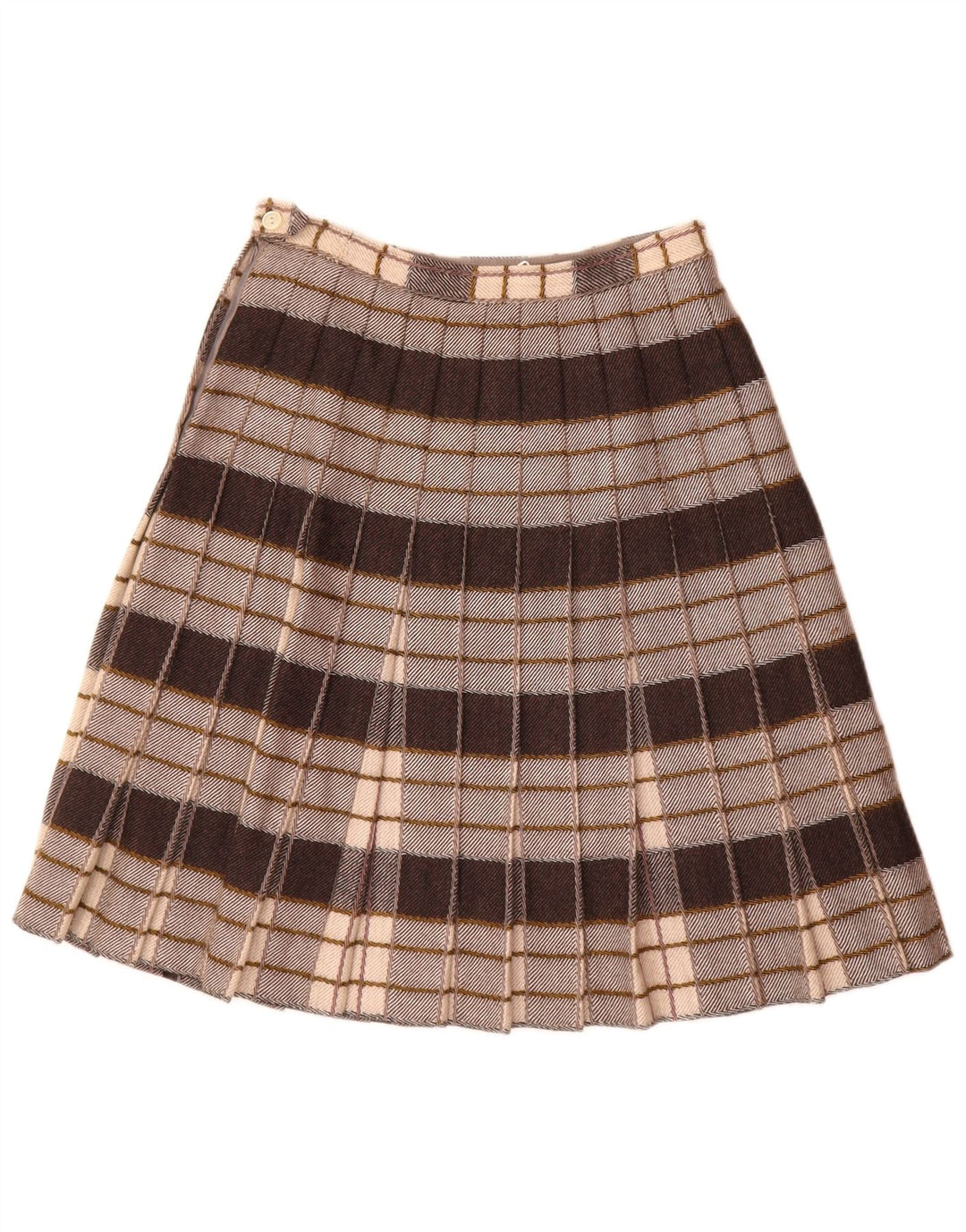 vintage Femmes Plissée A-Line Jupe W26 Petit Plaid Gris