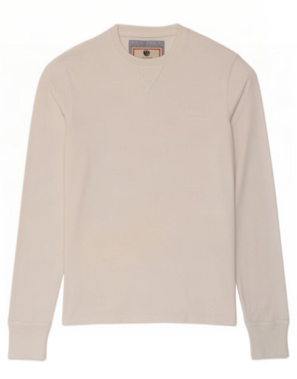 Fat Face Haut Homme Manches Longues Petit Coton Blanc