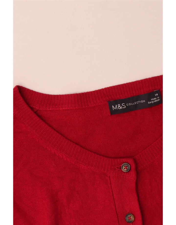 Marks & Spencer Womens Cardigan Sweater UK 14 Large Red Viscose