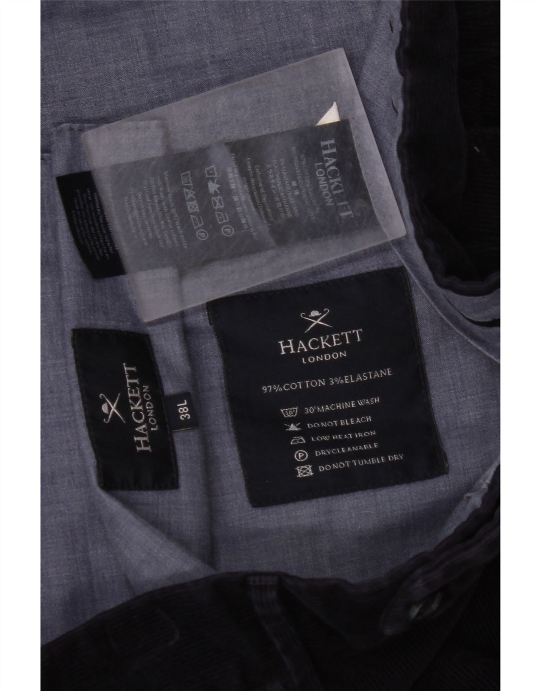 HACKETT Pantalon droit en velours côtelé pour homme W38 L30 Bleu marine en coton