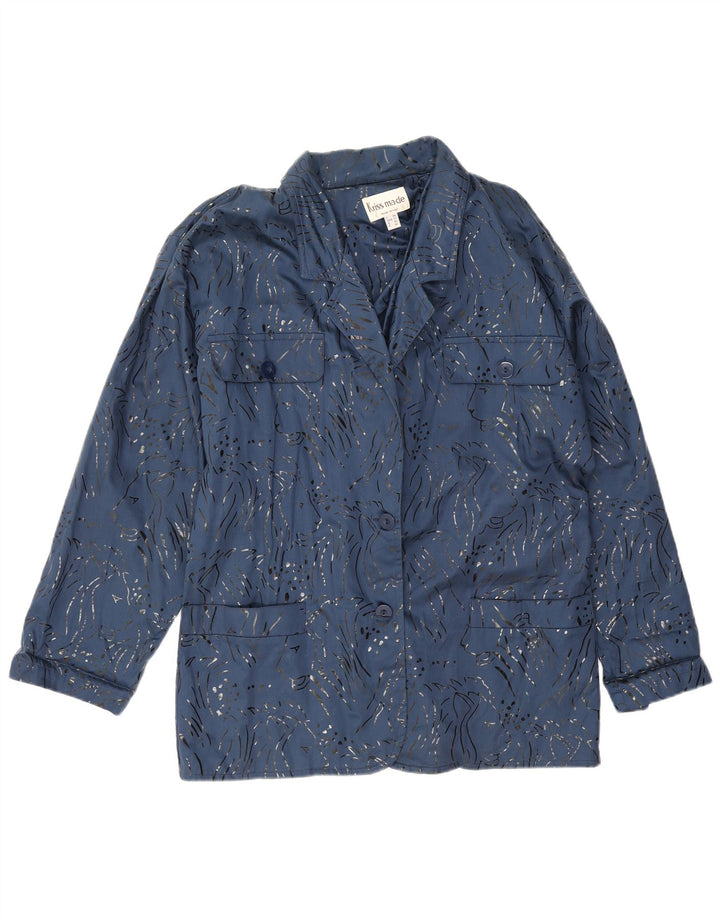 Veste utilitaire surdimensionnée femme vintage EU 40 imprimé animal bleu moyen