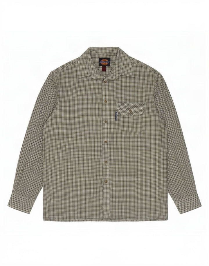 Dickies Chemise Homme Vert Moyen Pied-de-Poule Polyester