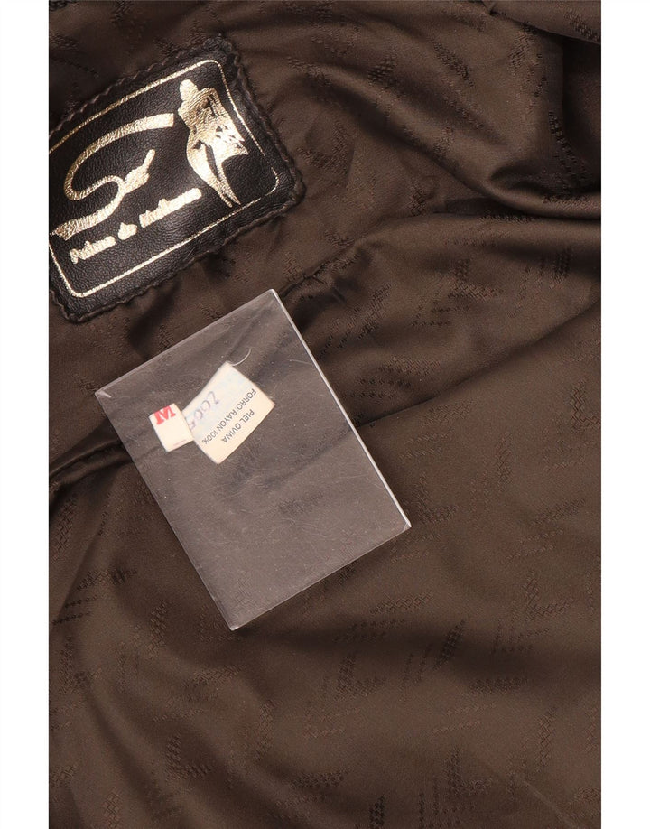 manteau en cuir surdimensionné femme vintage UK 14 Cuir noir moyen