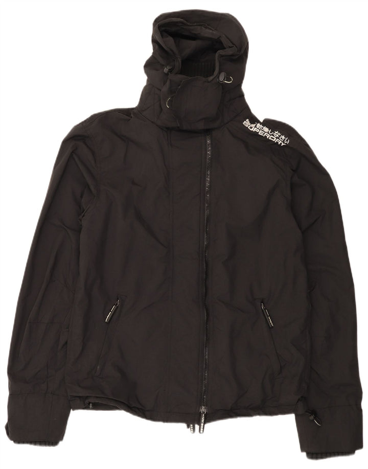Superdry Veste de pluie à capuche pour homme UK 40 Large Noir Nylon