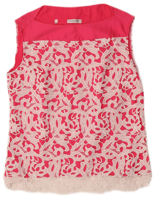 NARACAMICIE Chemisier surdimensionné sans manches pour femme UK 16 Grand motif floral rose