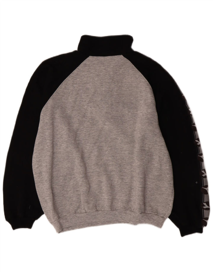 Diadora Sweat-shirt à col zippé pour hommes, grand, en coton color block, gris