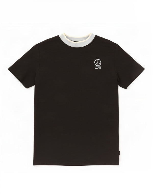 Vans Robe T-Shirt Femme UK 10 Petit Coton Colorblock Noir