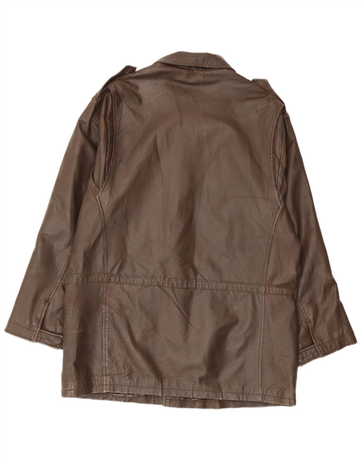 L.Lambertazzi Manteau en cuir militaire pour homme IT 48 Cuir marron moyen