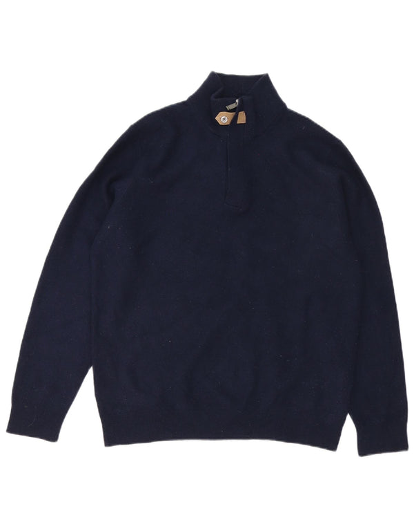 Massimo Dutti Pull à col zippé pour homme en laine bleu marine moyen