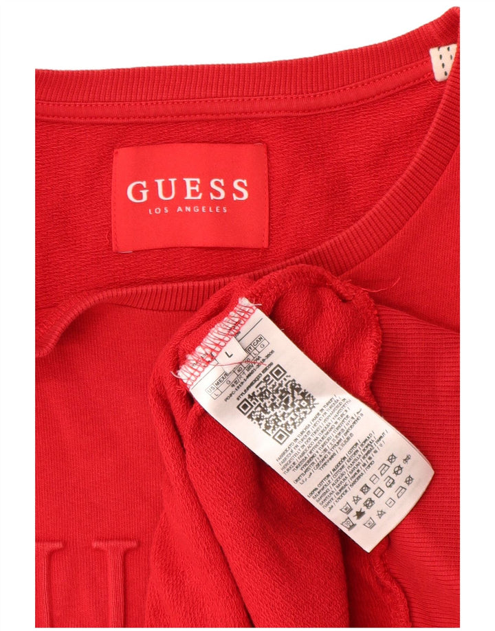 Guess Sweat-shirt graphique pour homme en coton rouge Taille L