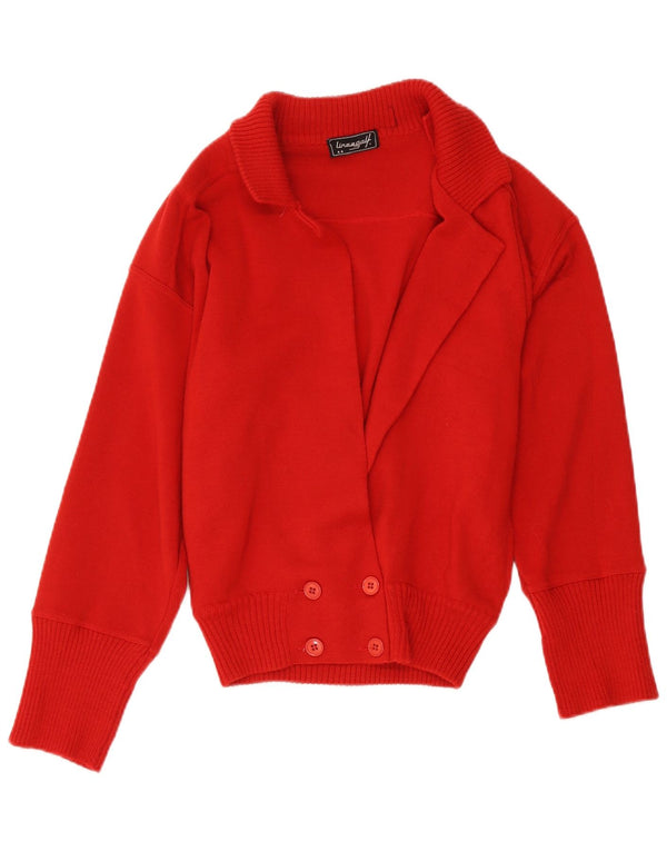 vintage Femme Cardigan Pull UK 12 Laine Rouge Moyenne