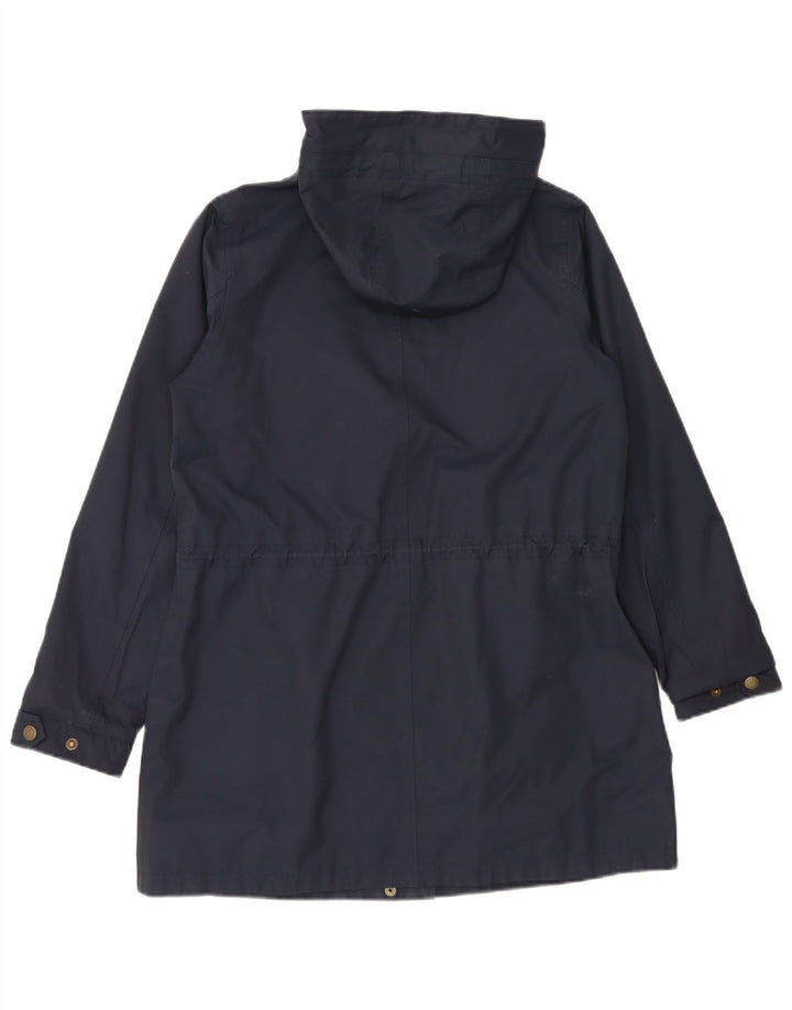 Fat Face Veste de pluie à capuche pour femme UK 12 Bleu marine moyen Coton