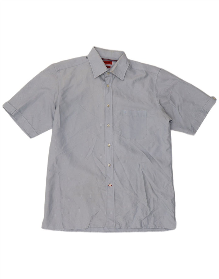 Pierre Cardin Chemise à manches courtes pour homme en coton bleu moyen