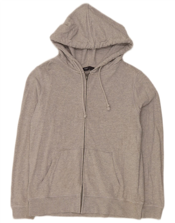 Marks & Spencer Pull à capuche zippé surdimensionné pour femme UK 10 Petit coton gris