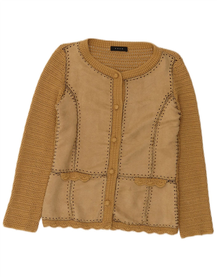 Koan Pull Cardigan Femme UK 12 Marron Moyen Polyester