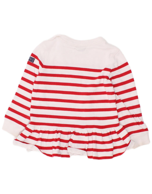 Ralph Lauren Robe pull à manches longues pour bébé fille 12-18 mois Blanc rayé