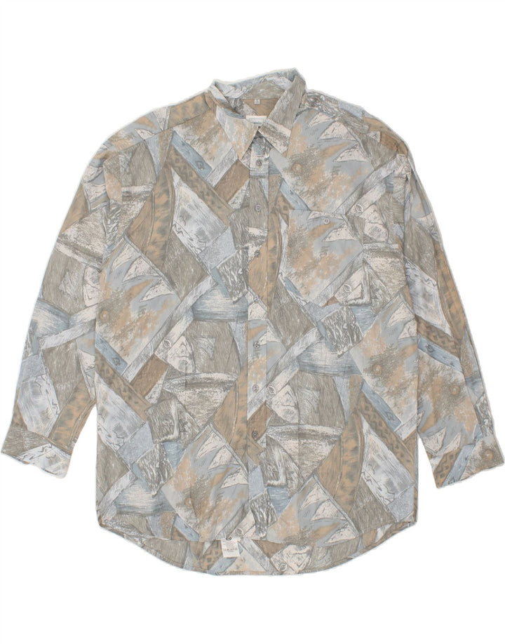 CANDA Mens Abstract Pattern Shirt Size 43/44 XL Grey Viscose Vintage Canda and Second-Hand Canda from Messina Hembry 