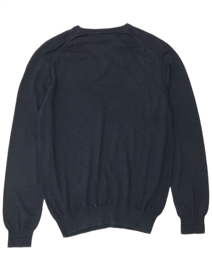 CREW CLOTHING Pull col rond homme en coton bleu marine moyen
