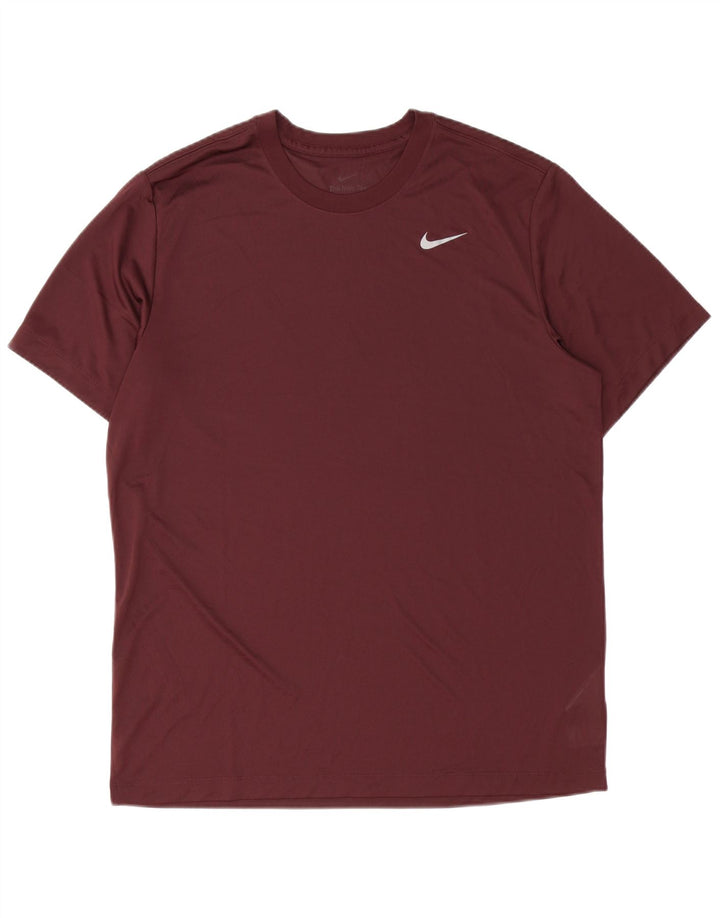 Nike Hommes Dri Fit T-Shirt Haut Large Bordeaux Polyester