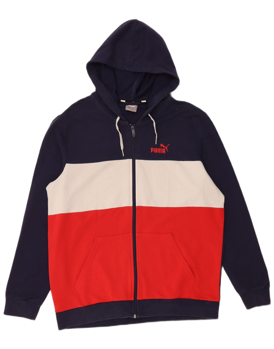 PUMA Pull à capuche zippé pour homme en coton color block multicolore grand format