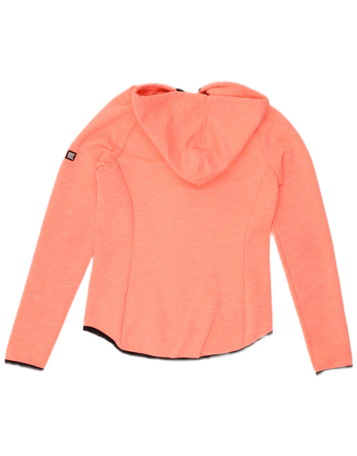SUPERDRY Pull à capuche zippé graphique pour femme UK 8 Small Orange moucheté