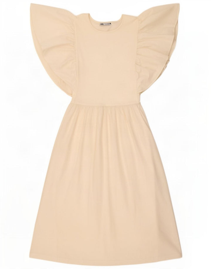 Robe T-Shirt Zara Femme UK 12 Polyester Blanc Moyen