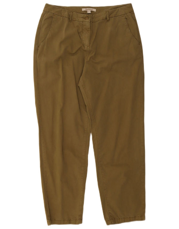 Barbour Pantalon Chino Fuselé Femme UK 12 Moyen W30 L26 Coton Kaki