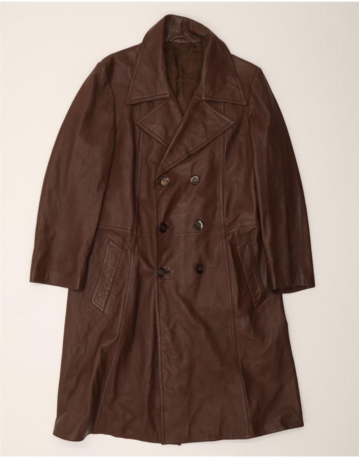 VINTAGE Manteau en cuir homme UK 38 Cuir marron moyen