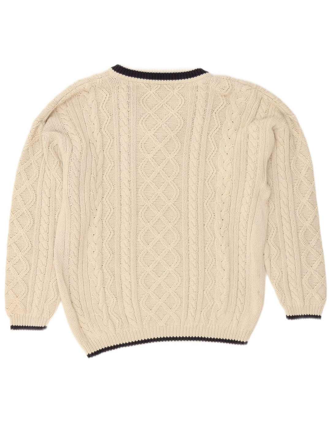 Cotton Republic Pull Col V Homme Blanc Cassé Moyen Coton